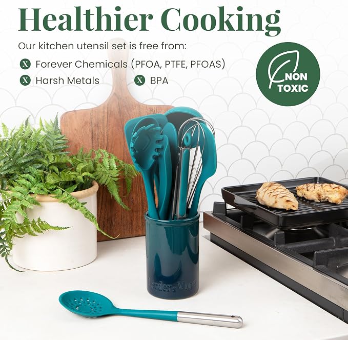 Larder & Vine 12-Piece Silicone Kitchen Cooking Utensils Set - Image 5