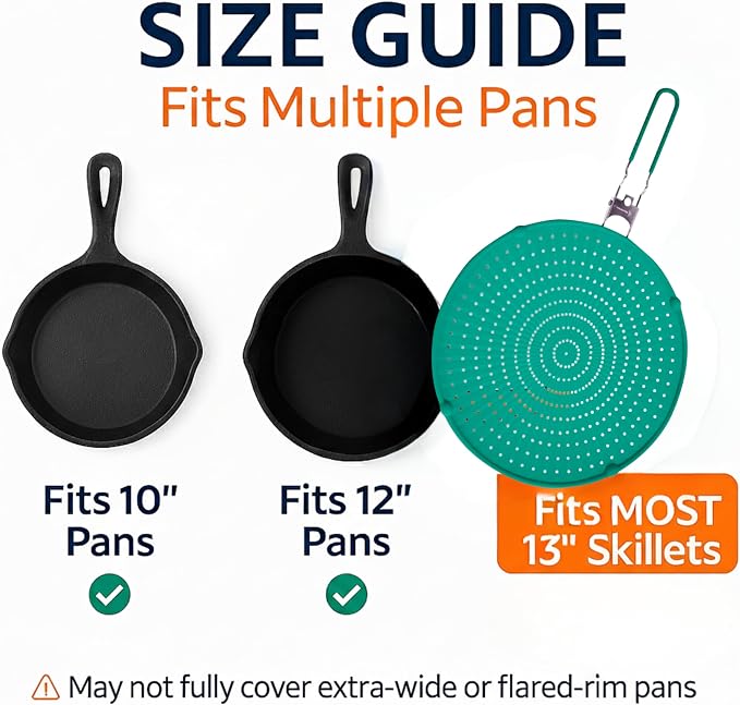 Silicone Splatter Screen for Frying Pan, 13” Green – Grease & Oil Splatter Guard - Image 9