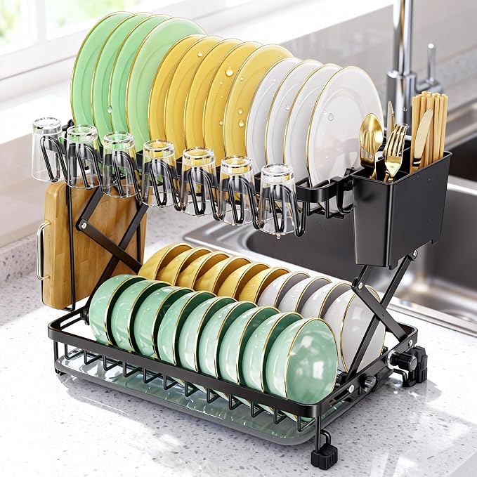 2-Tier Dish Racks for Kitchen Counter, Stainless Steel Kitchen Dish Drying Rack by Dellershownow