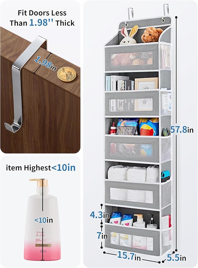 JARLINK 2 Pack Over the Door Organizer Storage, 5 Shelf Hanging Door Organizer - Image 3