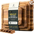 4 Pack Teak Wood Cutting Board Set by Socisen