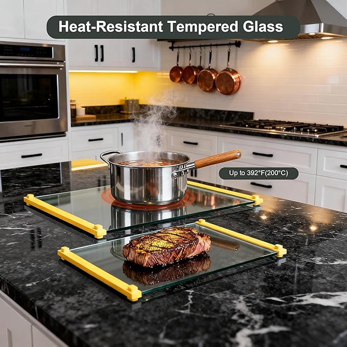 Tempered Glass Cutting Board for Kitchen, 12x16" & 12x8" 2 Pcs, Heat Resistant - Image 5
