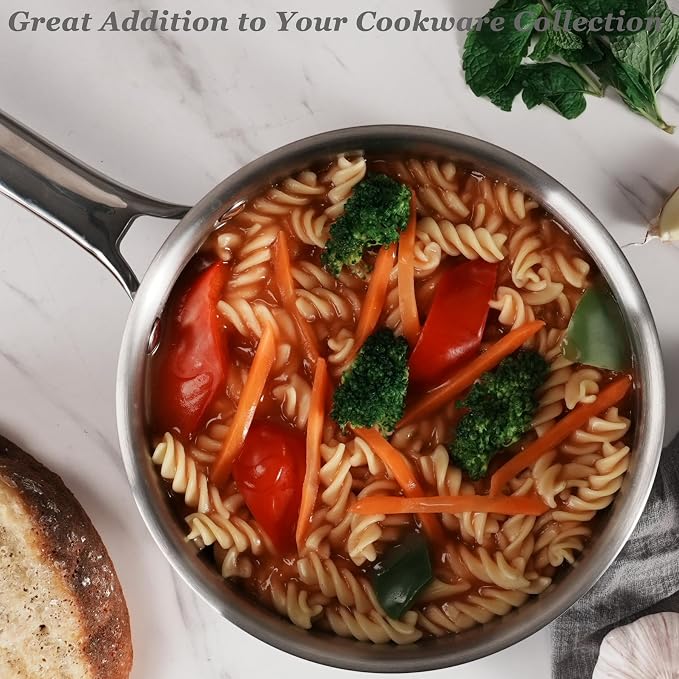 Saucepan Set with Lids, 3-Ply Stainless Steel 2QT and 3QT Cooking Pot, - Image 7