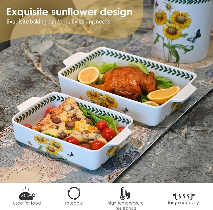 ACMLIFE Ceramic Casserole Dish Set, Ceramic Baking Dish - Image 4