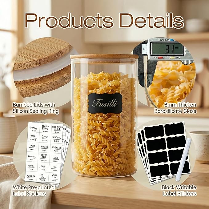 Multi Size - 5 Pack Glass Jars - Image 4