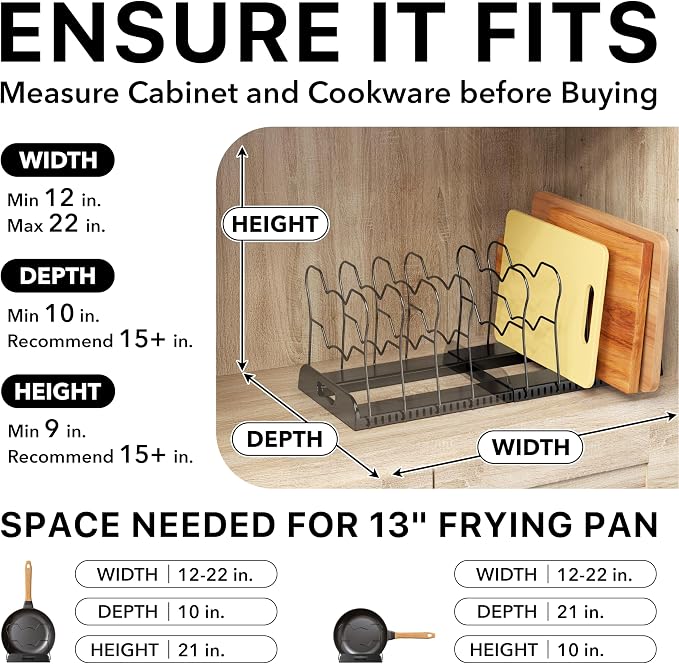 Simple Houseware Expandable Pan Organizer Rack, 10 Adjustable Compartments - Image 3