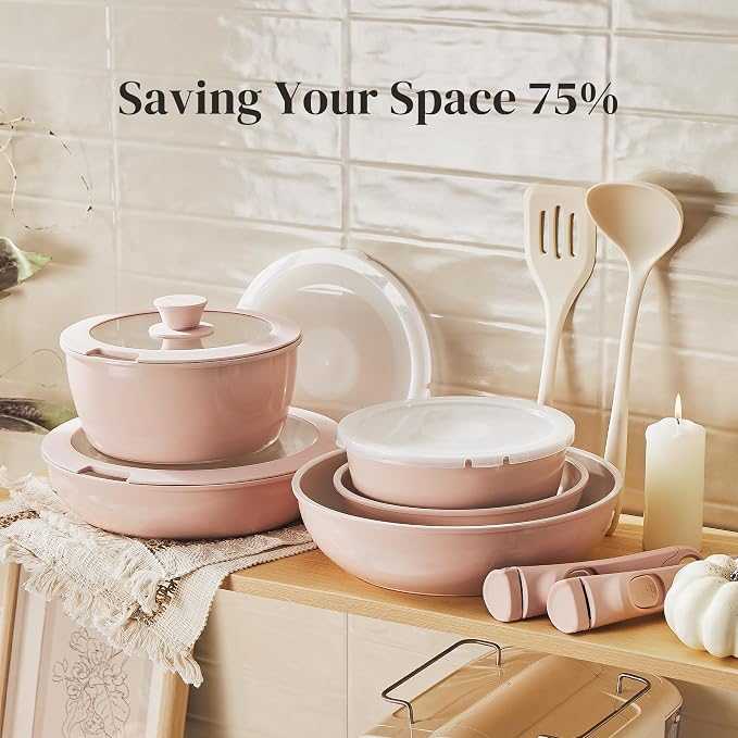 Redchef 16pcs Ceramic Pots and Pans Set Non Stick, Nonstick Kitchen Cookware Set - Image 5