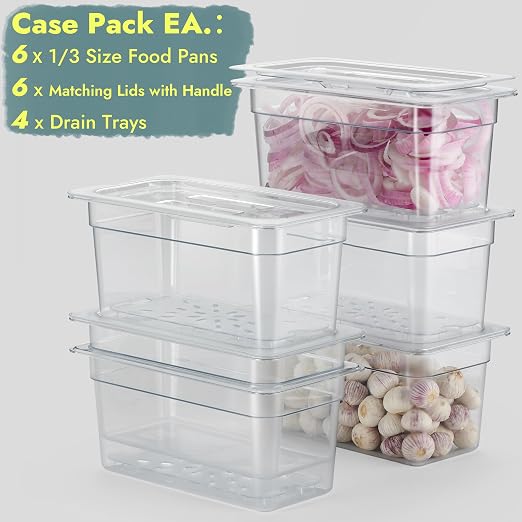 CURTA 6-Pack 1/3 Size 6" Deep NSF Polycarbonate Food Pans - Image 3