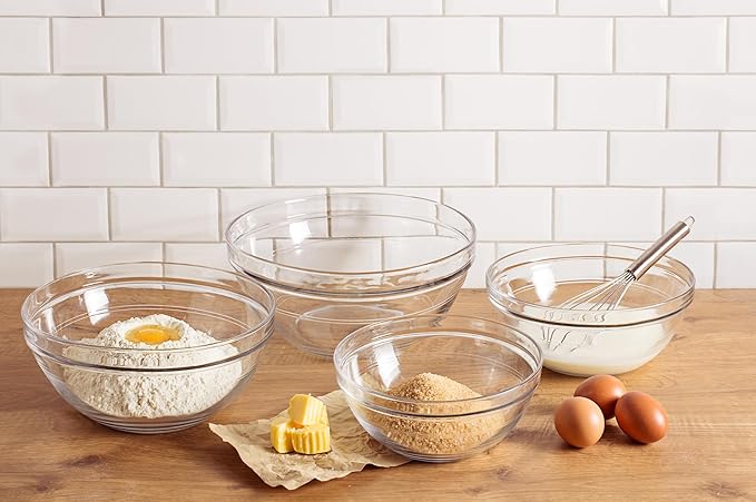 Duralex Le Gigogne Glass Mixing Bowl Set – 10-Piece Clear Stackable Prep Bowls - Image 5
