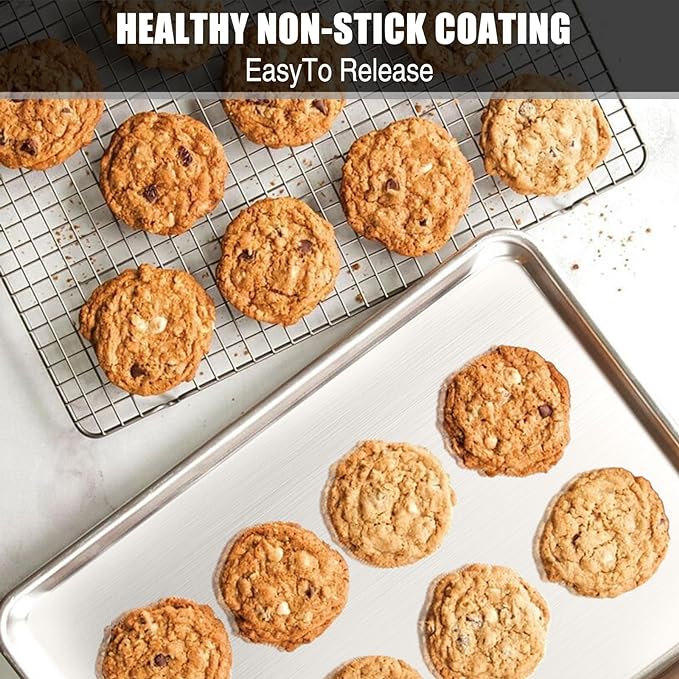 Baking Sheet Cookie Sheet Set of 2, Umite Chef Stainless Steel Baking Pans Tray - Image 6