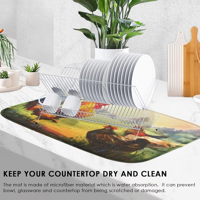 Sanwarm Absorbent Dish Drying Mat, Coffee Bar Decor, Heat Resistant and - Image 4