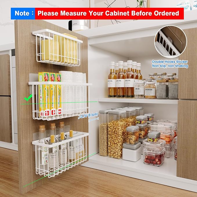 MUSTORN 3 Pack Adhesive Cabinet Door Organizer, Lid Organizers Inside Cabinet - Image 2