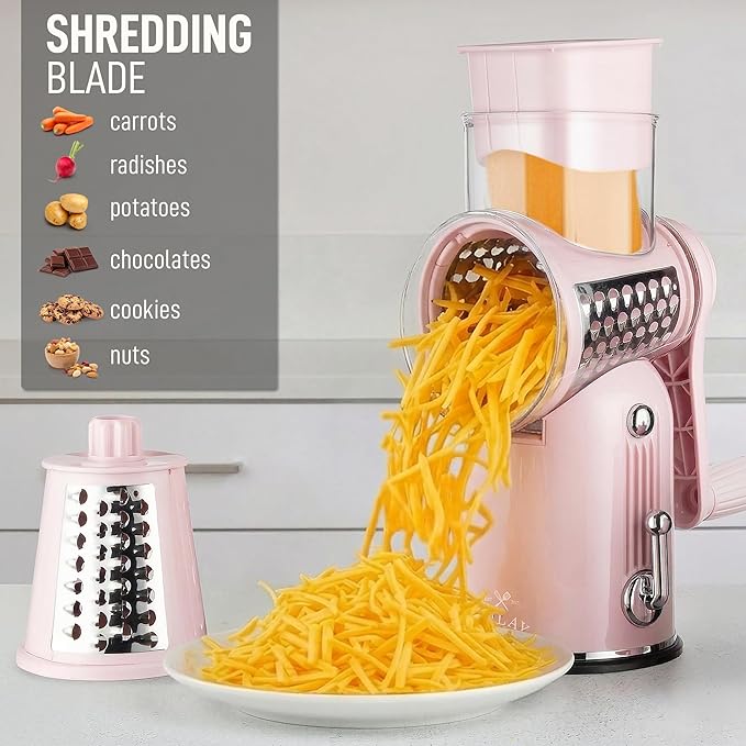 Zulay Kitchen Rotary Cheese Grater 5 Blade Cheese Shredder - Image 3