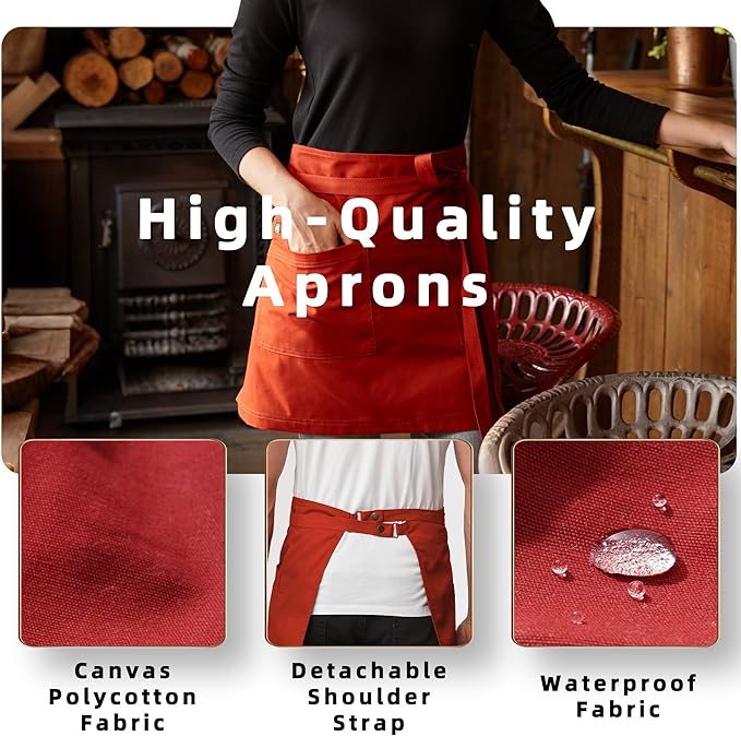 Unisex Waist Apron Half Bistro Apron Server Aprons - Image 3