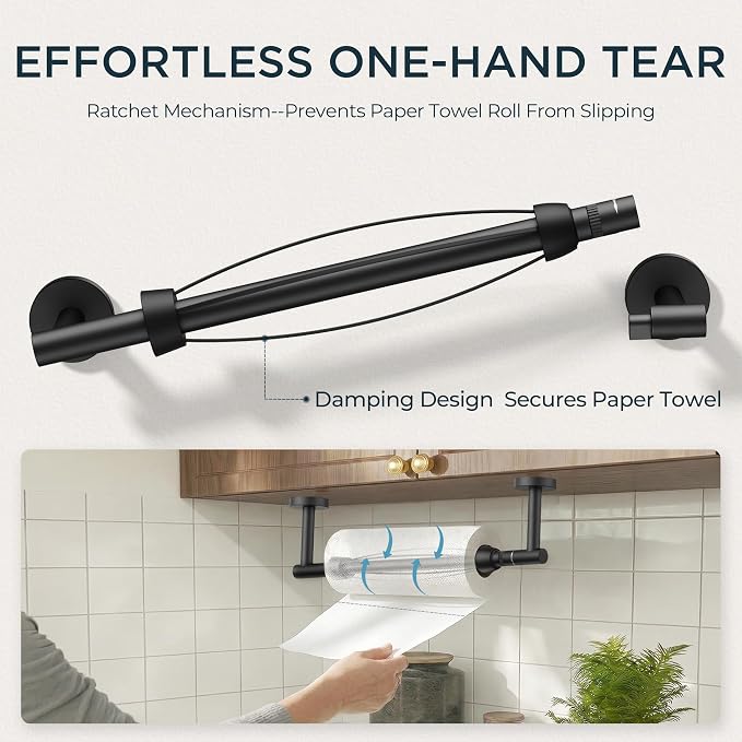 FORIOUS Paper Towel Holder Under Cabinet, SUS304 Wall Mounted Commercial Paper - Image 3