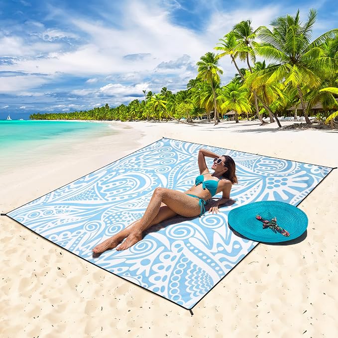 HIHOHO Beach Blanket Waterproof Sandproof Extra Large Beach Mat 79" X - Image 5
