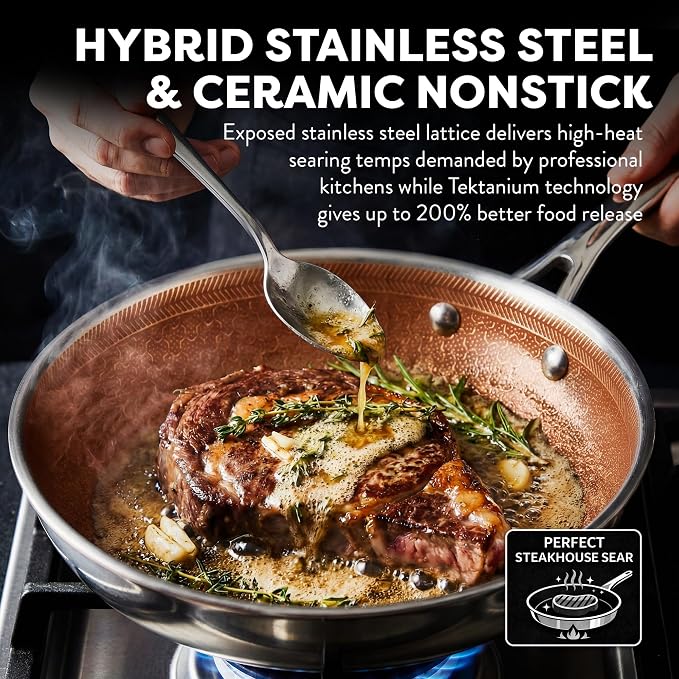 Gotham Steel Ceramax 12 Pcs Tri Ply Hybrid Stainless Steel Cookware Set - Image 4
