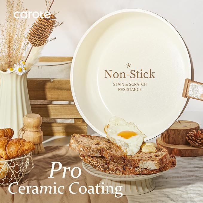 CAROTE 25-Piece Ceramic Cookware Set, Nonstick Pots and Pans Set - Image 3