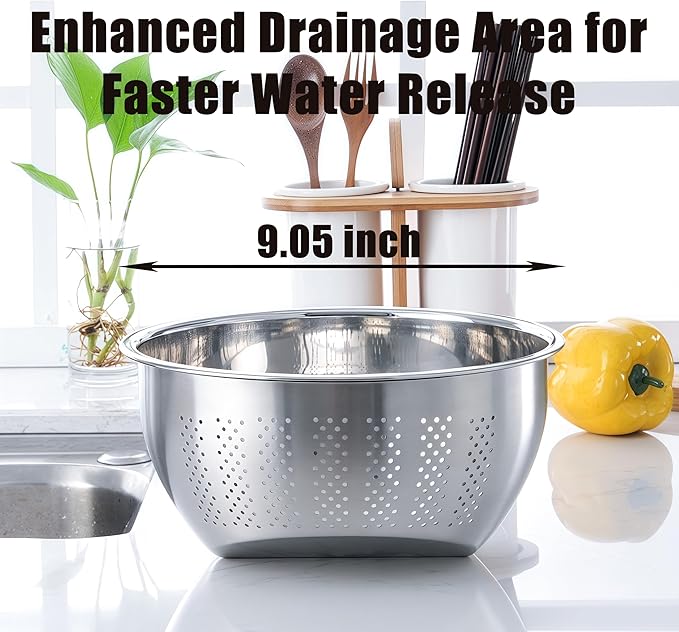 Rice Washer Strainer Bowl, Stainless Steel Quinoa Washing Bowl - Image 4