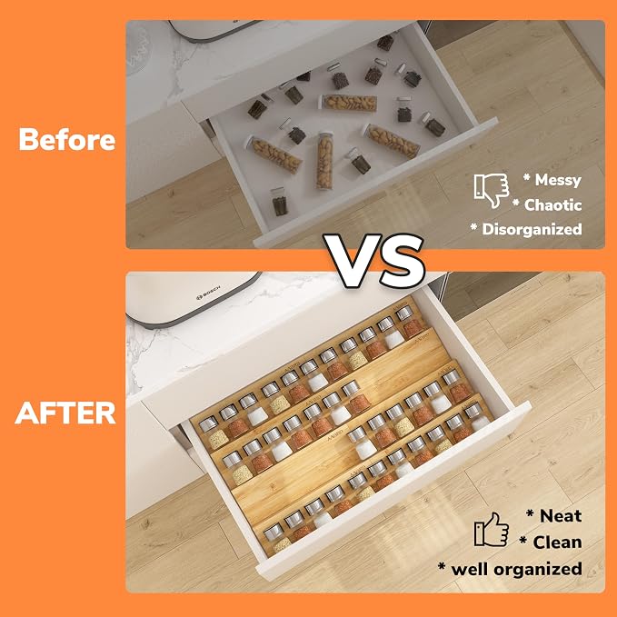 AMBIRD Bamboo Spice Drawer Organizer - Image 3