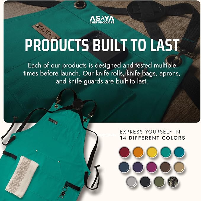Asaya Chef and BBQ Apron with Bottle Opener and Hand Towel - 10oz Cotton Canvas - Image 6