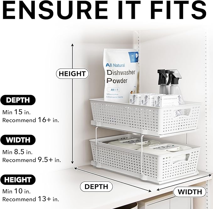 Simple Houseware 2 Tier Bathroom Organizer Tray Pull-Out Sliding Drawer - Image 6