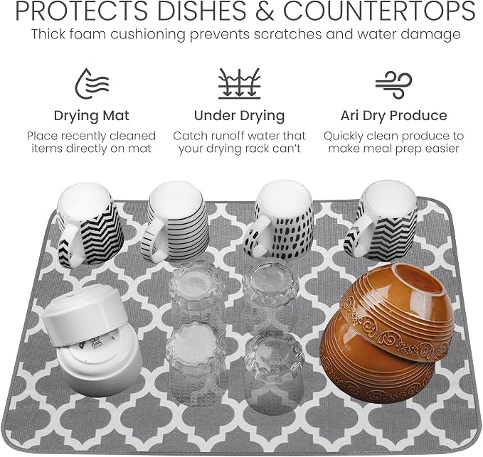 Bellemain XL Dish Mat 24" x 17" Microfiber Dish Drying Mat, Super absorbent - Image 5