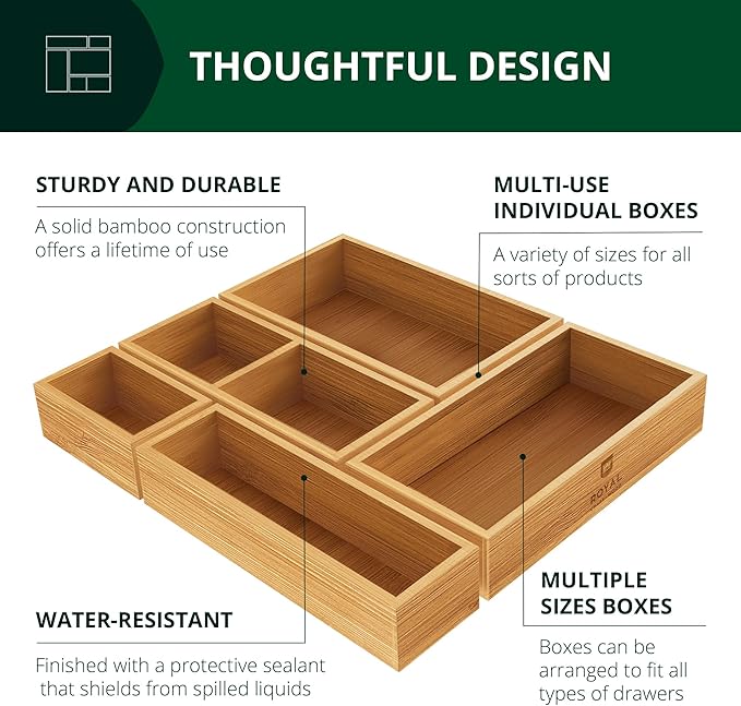 ROYAL CRAFT WOOD Premium Carbonized Bamboo Decorative Boxes - Image 3