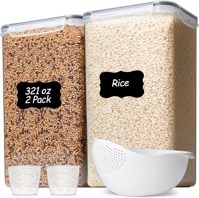 ComSaf Rice Container Set of 2, Large Airtight Food Storage Containers by ComSaf