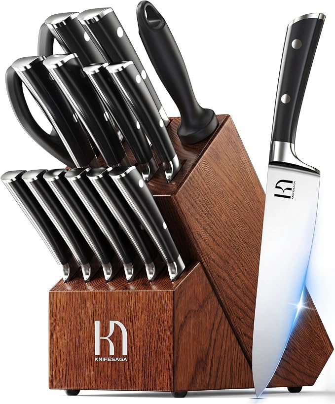 KnifeSaga Knife Set, Enduring Razor-Sharp High Carbon Stainless Steel Chef by PushBoundariesforSharpness