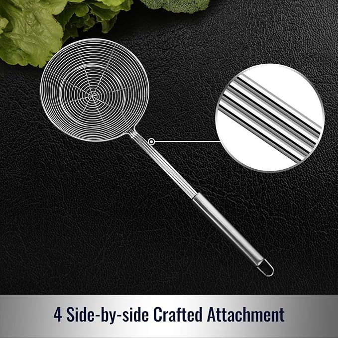 Hiware Solid Stainless Steel Spider Strainer Skimmer Ladle - Image 4