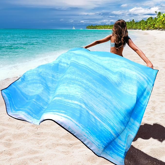 WIWIGO Beach Blanket Waterproof Sandproof Beach Mat 79" X 83"/10'x9'for 2-8 - Image 6