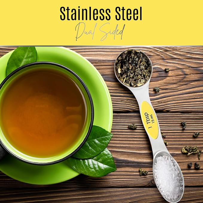 Magnetic Measuring Spoons Set of 9 Stainless Steel Dual-Sided Stackable - Image 2