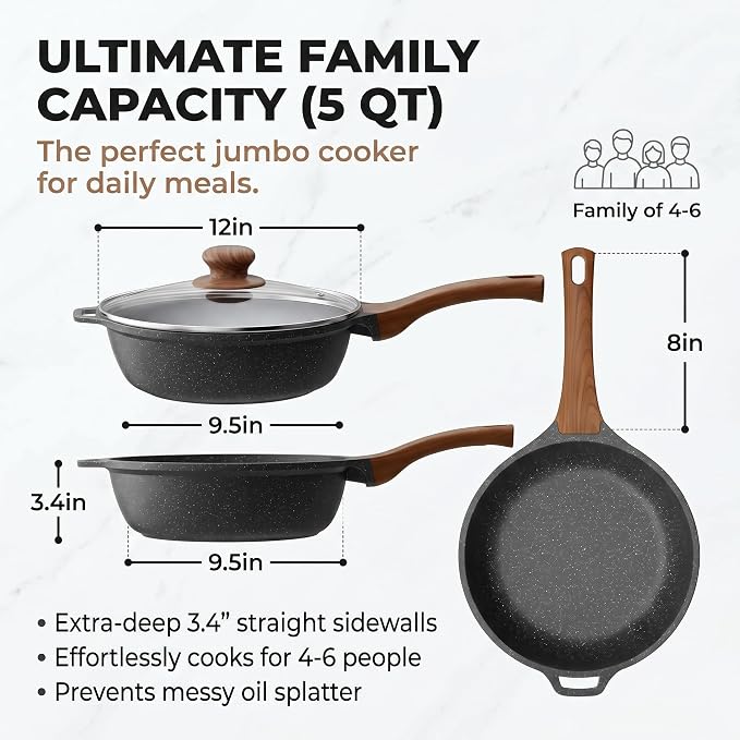 YASHE 12 Inch Nonstick Saute Pan - Image 2
