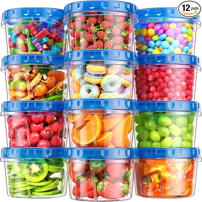 BiuLeon 12 Pack-17oz Freezer Storage Containers, Plastic Food Storage Containers by Unknown