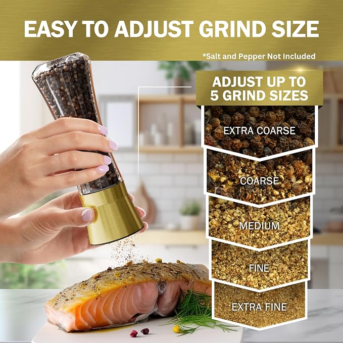 Home EC Original Gold Salt and Pepper Grinder Set of 2 - Image 3