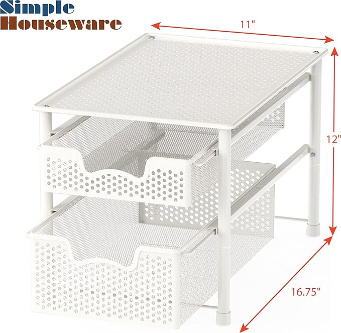Simple Houseware Stackable 2 Tier Sliding Basket Organizer Drawer - Image 2