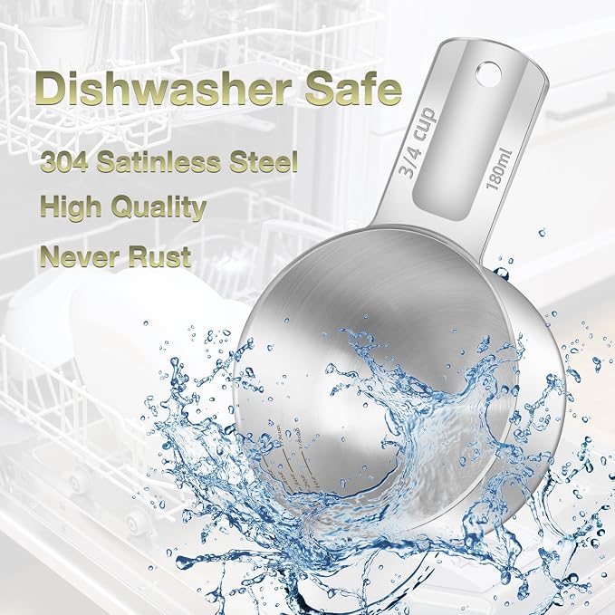 1PCS 3/4Cup Single Measuring Cup, Etched Inner Scale Stainless Steel Measure - Image 6