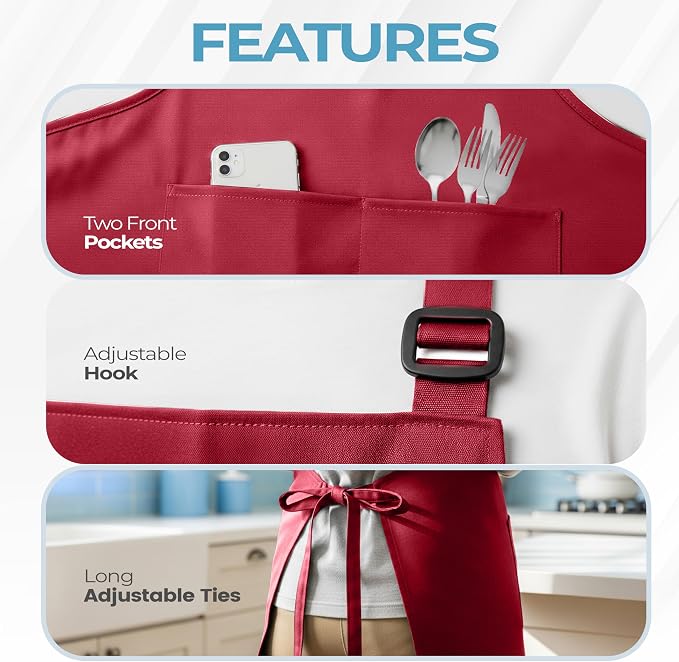 Utopia Kitchen 4 Pack Bib Apron Adjustable - Image 4