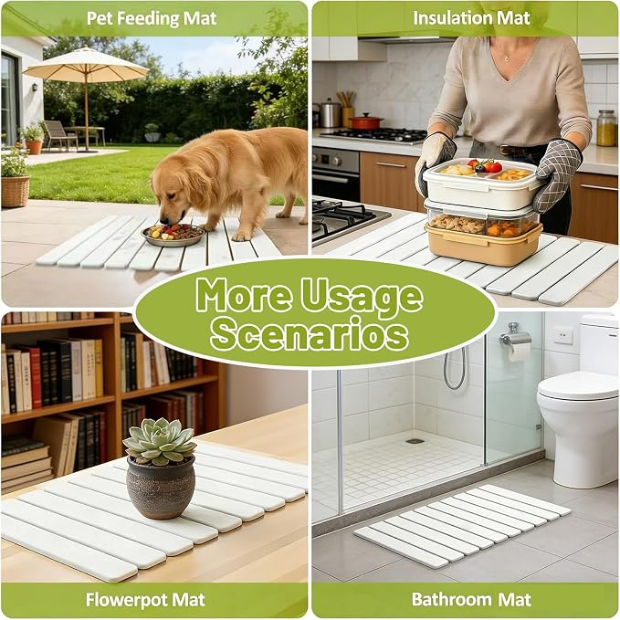 Large Stone Dish Drying Mat for Kitchen Counter, Water Absorbent Diatomaceous - Image 7