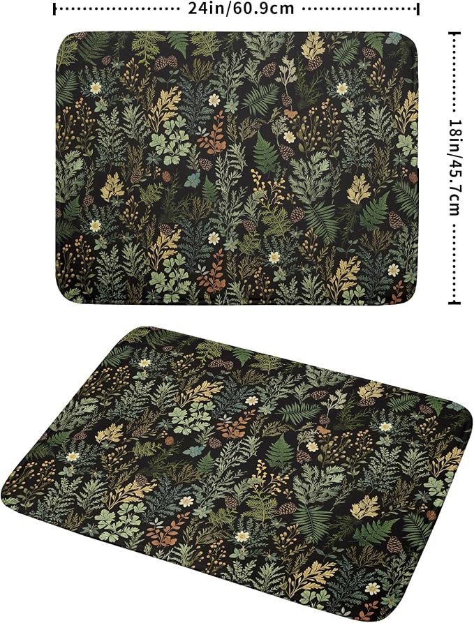 Black Green Botanical Dish Drying Mat - Image 2