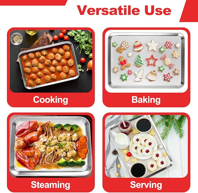 Baking Sheet, Stainless Steel Cookie Sheet Baking Pan Tray - Image 5