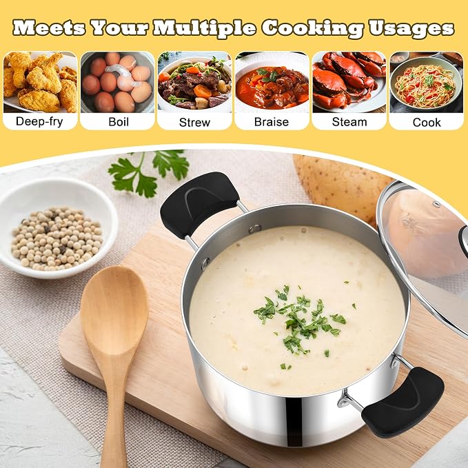 4 Quart 3-Ply Cooking Stock Pot - Image 5