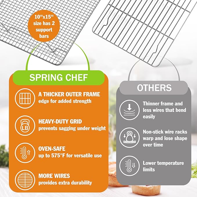 Spring Chef 10" x 15" Stainless Steel Cooling Racks - Image 3