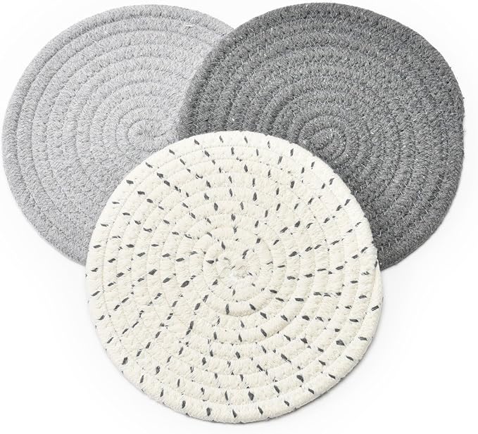 Potholders Set Trivets Set 100% Pure Cotton Thread Weave Hot Pot Holders Set - Image 3