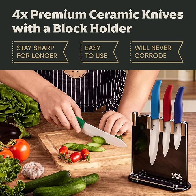 Vos Ceramic Knife Set with Block, Ceramic Knives Set - Image 2