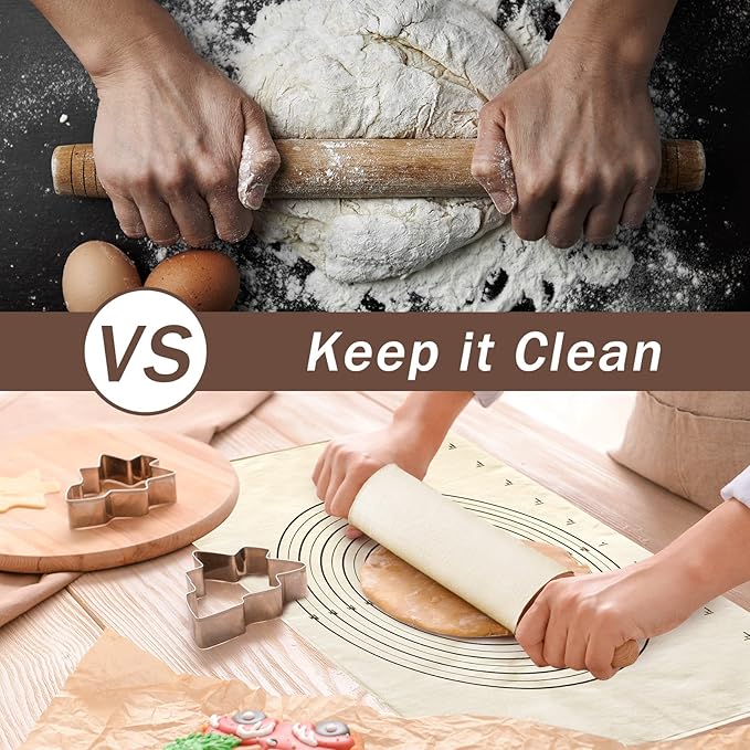 Tessco 6 Pieces Pastry Cloth and Rolling Pin Cover Set Includes 2 Pcs 25 x 20 - Image 4