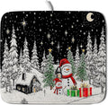 Winter Snowman Dish Drying Mat 18 X 16 in Black Microfiber Dish Pad Absorbent by Giwawa