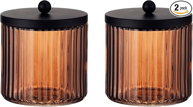 KMwares 2-Pack Glass Qtip Holder Dispenser Set by KMwares