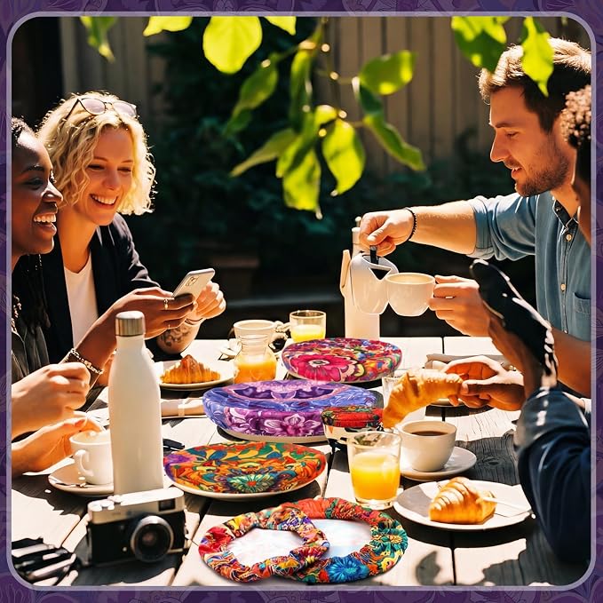 Patelai 10 Pcs Bowl Covers Reusable in 5 Size Stretch Cloth Fabric Elastic Food - Image 5
